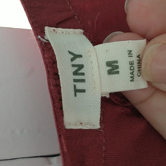 Anthropologie Tiny Burgundy Maroon Embroidery Button Down Belted Dress M - Picture 4 of 12